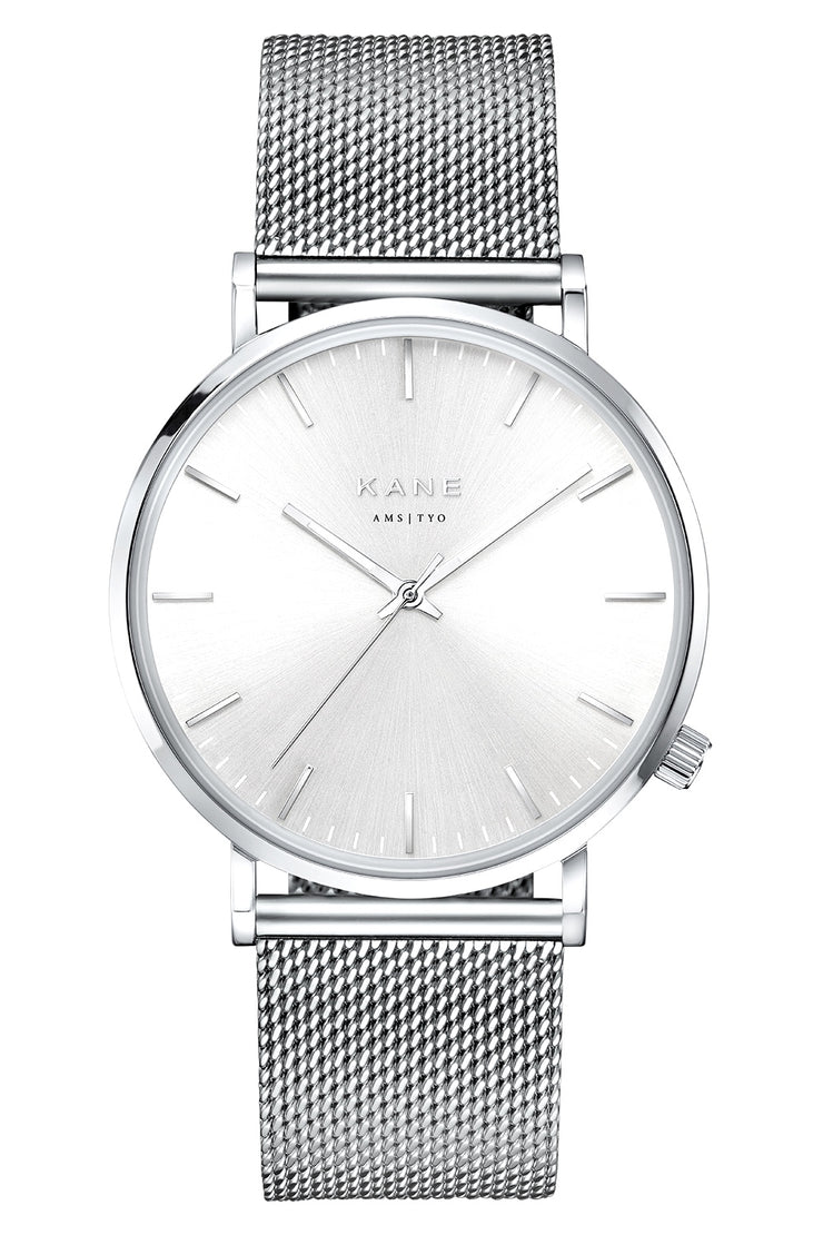 Minimalist Mens Watches by KANE Silver Steel Silver Mesh KANE Watches