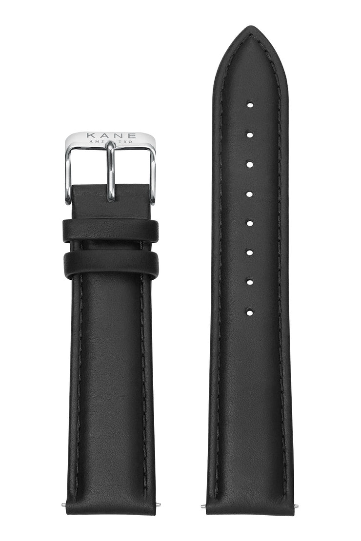 Classic Black Leather Strap (silver)