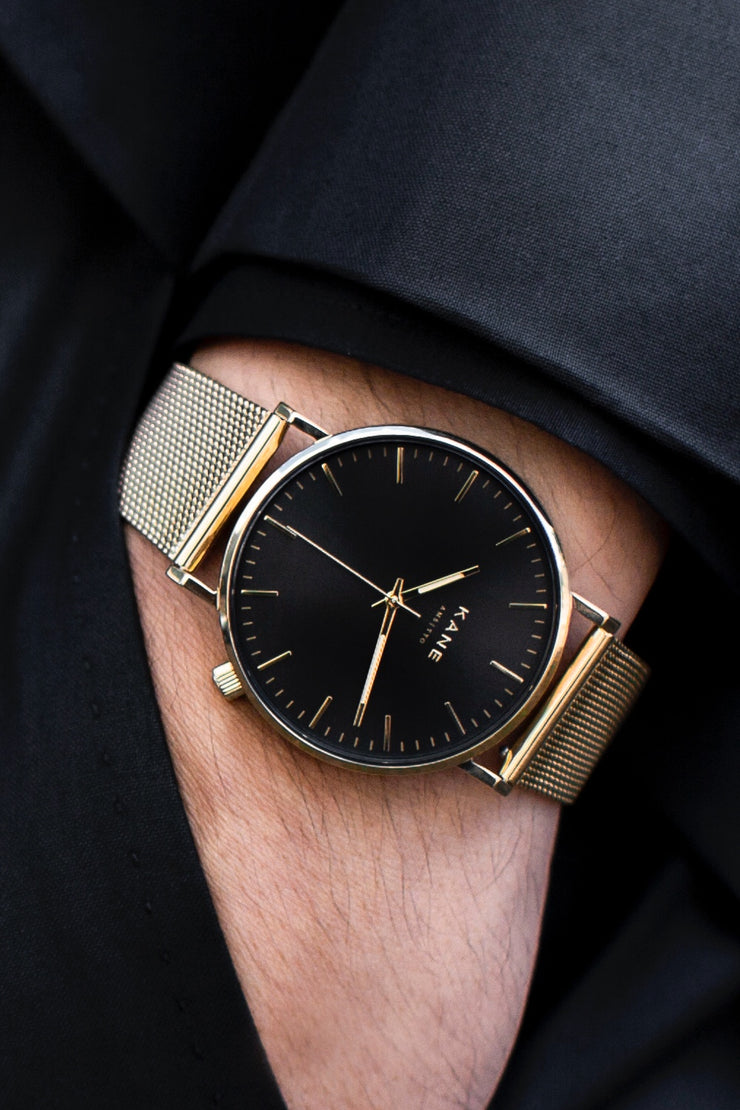 Mens gold mesh watch deals