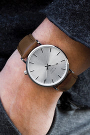 Vintage Brown Leather Strap (silver)