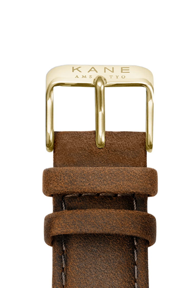 Minimalist Watch Straps by KANE Vintage Brown Leather Gold KANE Watches