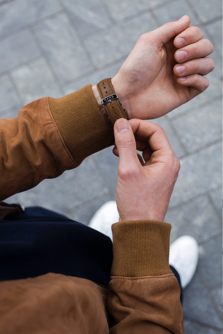 Vintage Brown Leather Strap (silver)